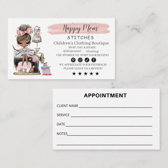 Carte De Visite Nähen der Visitenkartenfashion-Designer (Devant / Derrière)