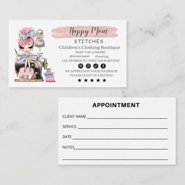 Carte De Visite Nähen der Visitenkartenfashion-Designer (Devant / Derrière)