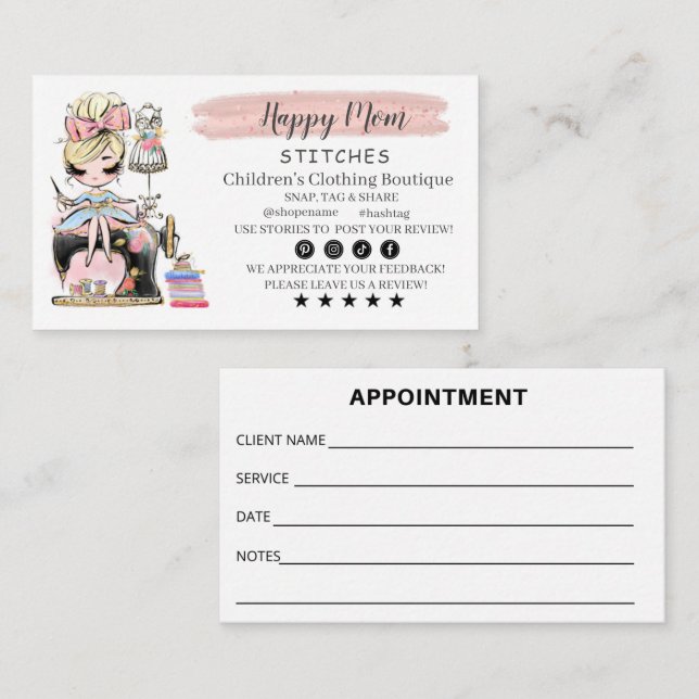 Carte De Visite Nähen der Visitenkartenfashion-Designer (Devant / Derrière)