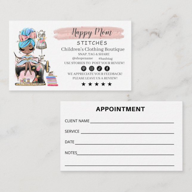Carte De Visite Nähen der Visitenkartenfashion-Designer (Devant / Derrière)