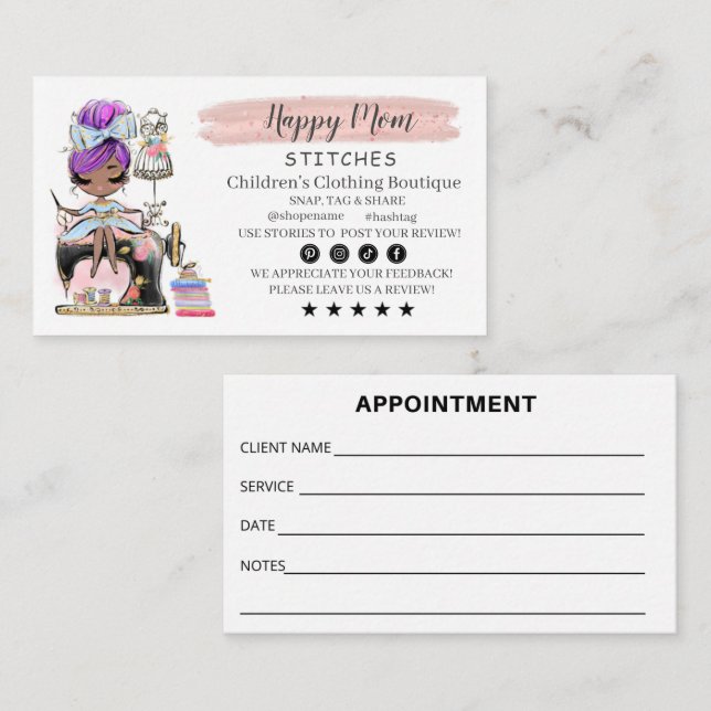 Carte De Visite Nähen der Visitenkartenfashion-Designer (Devant / Derrière)