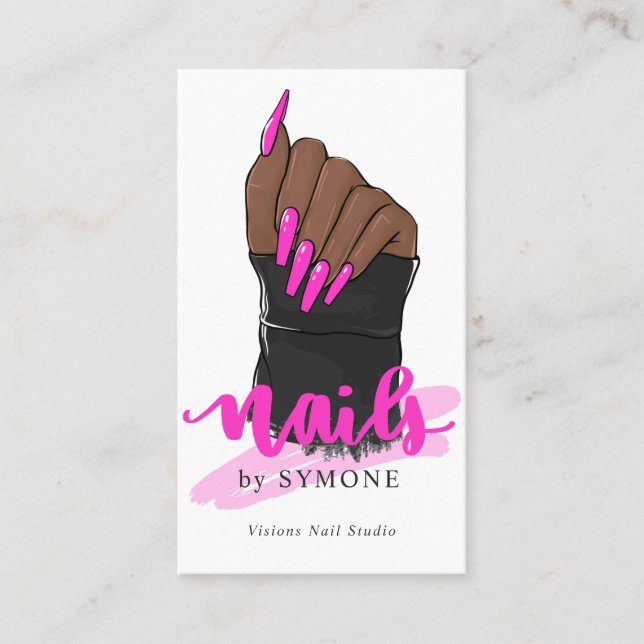 Carte De Visite Nail Tech Artiste Nail Designer Nail Salon Logo Bu (Devant)