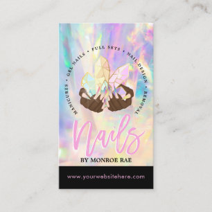 Carte De Visite Nail Tech Crystal Holographic Nail Shop Business 