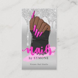 Carte De Visite Nail Tech Nail Artist Salon Silver Parties scintil