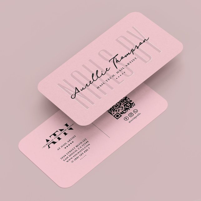 Carte De Visite Nail Tech Nail Artiste Pastel Rose Moderne (Nail Tech Nail Artist Pastel Pink Modern Business Card
)