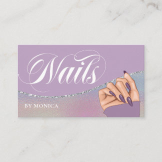 Carte De Visite Nail Tech, Nail Salon Purple Élégant