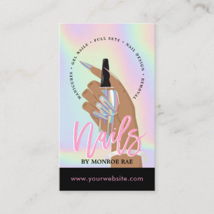 Carte De Visite Nail Tech ou Stylist Nail Salon Holographique Busi