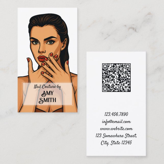 Carte de visite Nail Tech QR (Devant / Derrière)