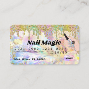 Carte De Visite Nail Tech Rainbow crédit de Parties scintillant ho