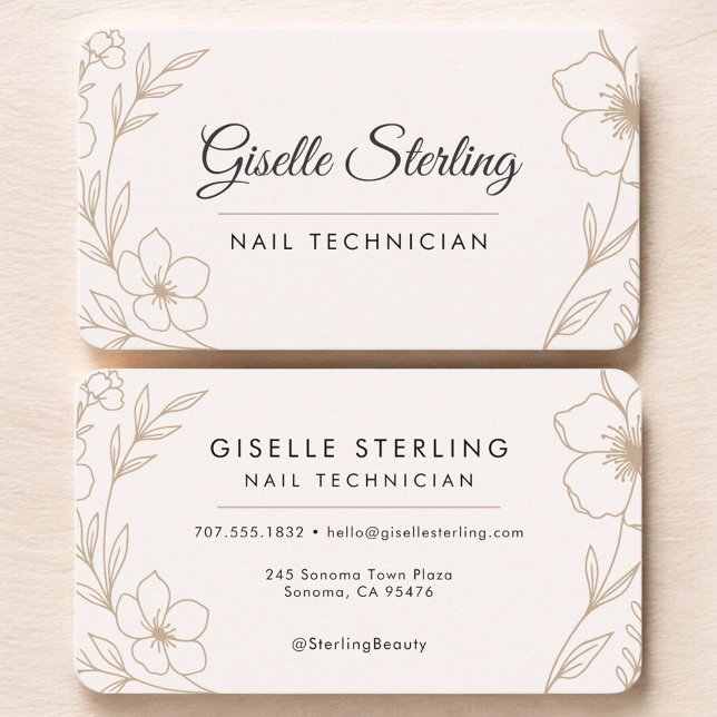Carte De Visite Nail Technician Floral (Créateur téléchargé)