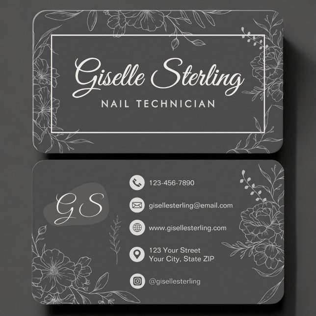 Carte De Visite Nail Technician Floral (Créateur téléchargé)