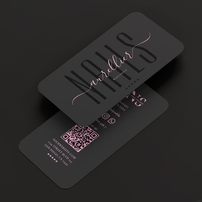 Carte De Visite Nail Technician Manicurist Aesthetic Pink Black (Nail Technician Manicurist Aesthetic Pink Black Business Card
)