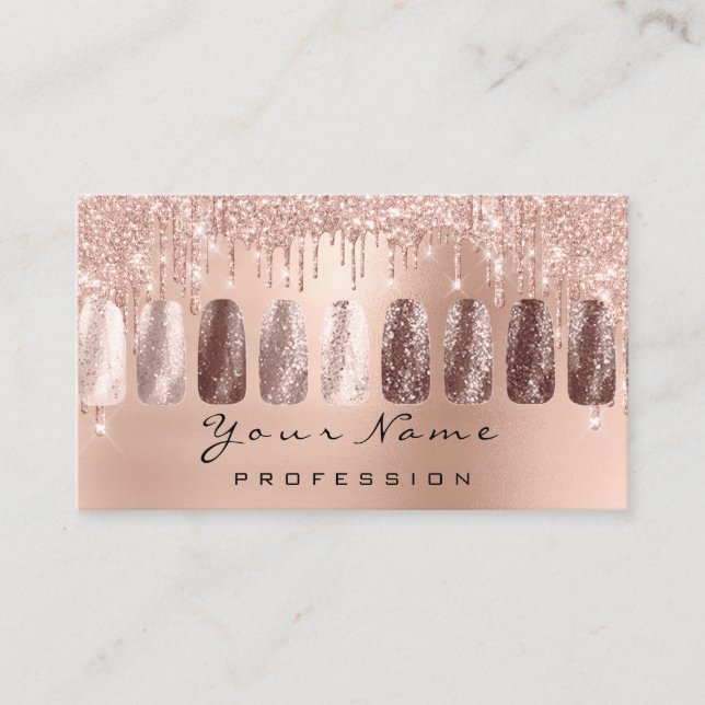 Carte De Visite Nails Art Parties scintillant Skinny Rose maquilla (Devant)