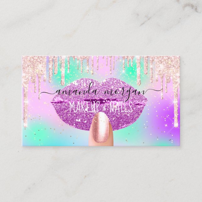 Carte De Visite Nails Manicure Maquillage Holographe Lips Parties  (Devant)