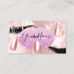 Carte De Visite Nails Maquillage Artiste rose Kiss Lip Lash QRCODE