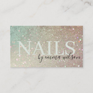Carte De Visite Nails Parties scintillant vert rose Aqua brillant