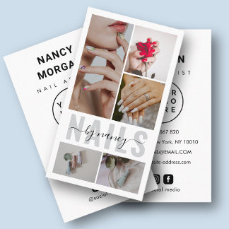 Carte De Visite Nails Script Typographie 5 Logo Collage Photo