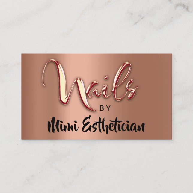Carte De Visite Nails Studio Artist Nails Logo Script Copper Gold (Devant)