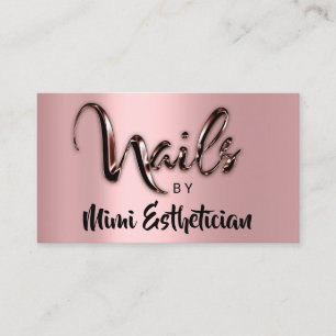 Carte De Visite Nails Studio Artist Nails Logo Script Rose Brown