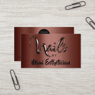Carte De Visite Nails Studio Artist Nails Logo Script VIP Brown