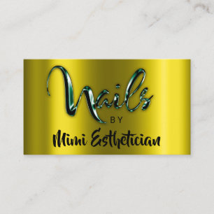 Carte De Visite Nails Studio Artist Nails Script Logo MustardGreen