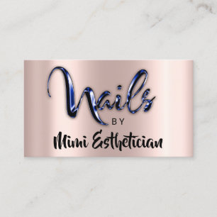 Carte De Visite Nails Studio Artist Nails Script Logo Rose Bleu