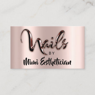 Carte De Visite Nails Studio Artist Nails Script Logo Rose Brown