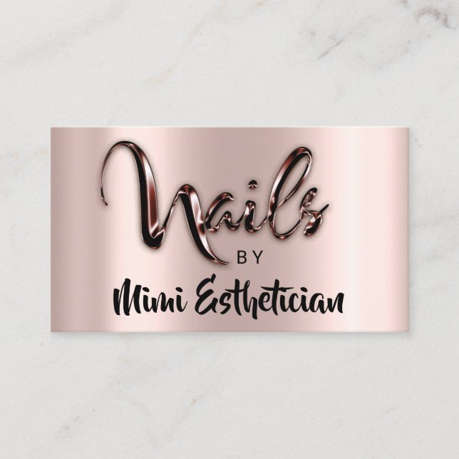 Carte De Visite Nails Studio Artist Nails Script Logo Rose Brown (Devant)