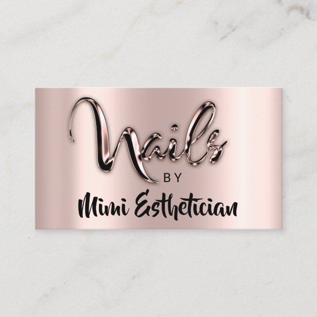 Carte De Visite Nails Studio Artist Nails Script Logo Rose Metalic (Devant)
