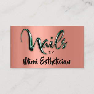 Carte De Visite Nails Studio Artist NailsScript Logo Rose Vert