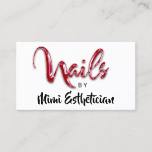 Carte De Visite Nails Studio Artist Red Nails Script Red White Log