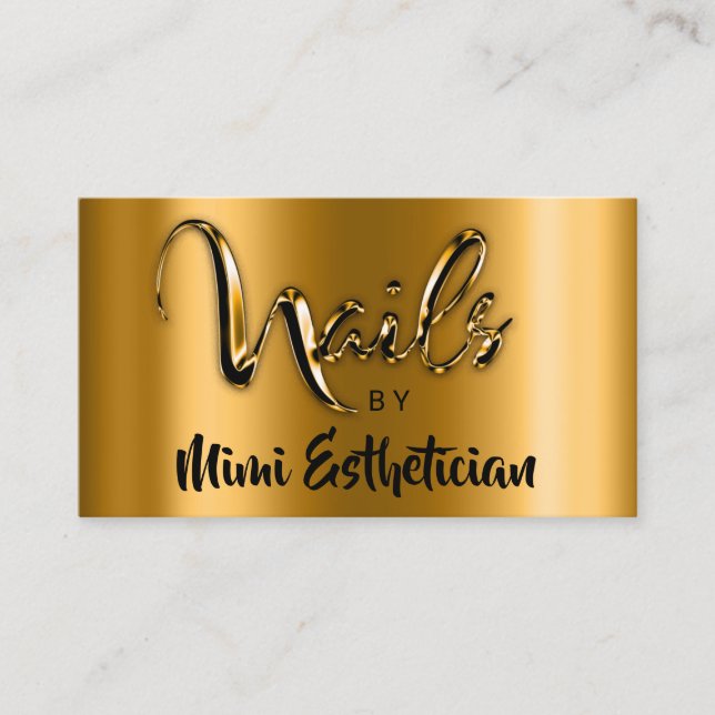 Carte De Visite Nails Studio Artiste Nails Script Logo Gold VIP (Devant)