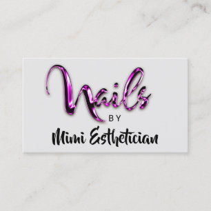 Carte De Visite Nails Studio Artiste Nails Script Logo Gris Rose