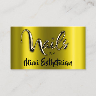 Carte De Visite Nails Studio Artiste Nails Script Logo Mustard Gol