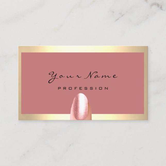 Carte De Visite Nails Stylist Manicure Rose encadré Blush (Devant)