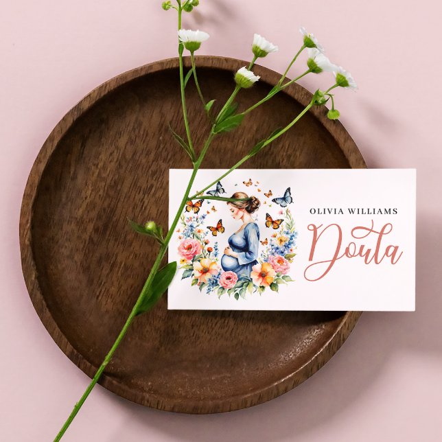 Carte De Visite Naissance et post-partum Doula Aquarelle Photo Cod (Créateur téléchargé)