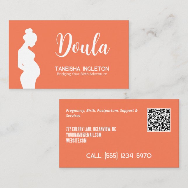 Carte De Visite Naissance et postpartum Doula Custom QR (Devant / Derrière)