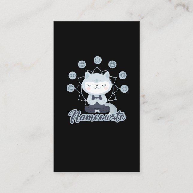 Carte De Visite Namaste Cat Yoga Méditation Kitten Cute Pet (Devant)