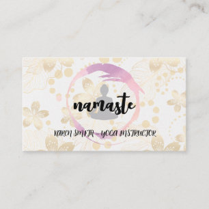 Carte De Visite Namaste Yoga   Gold Floral Arrière - plan