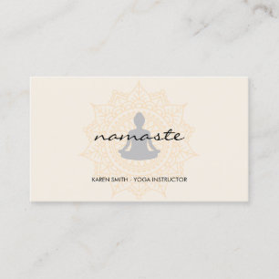 Carte De Visite Namaste Yoga Motif Tribal avec position du lotus