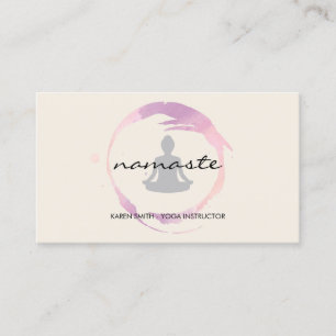 Carte De Visite Namaste Yoga Motif tribal avec position lotus