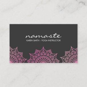 Carte De Visite Namaste Yoga Motif tribal avec position lotus