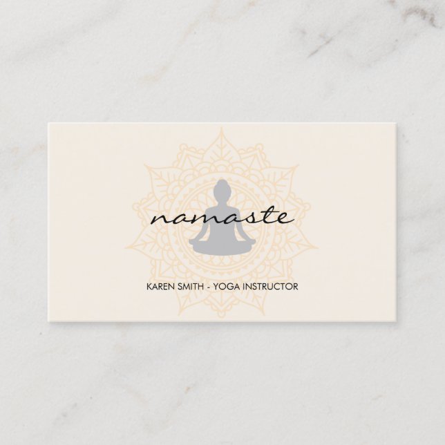 Carte De Visite Namaste Yoga Motif tribal avec position lotus (Devant)