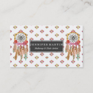 Carte De Visite Natif américain aztèque Dreamcatcher d'aquarelle