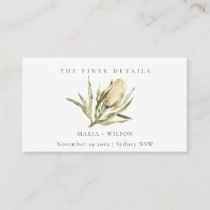 Carte De Visite Native Banksia Aquarelle Florale Site Mariage
