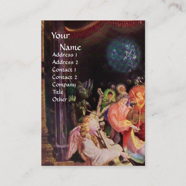 CARTE DE VISITE NATIVITÉ AVEC ANGELS _ MAGIE DU MONOGRAMME DE NOËL (Devant)