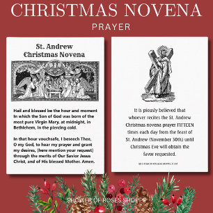 Carte De Visite Nativité de Noël St Andrew Novena Prière Sainte