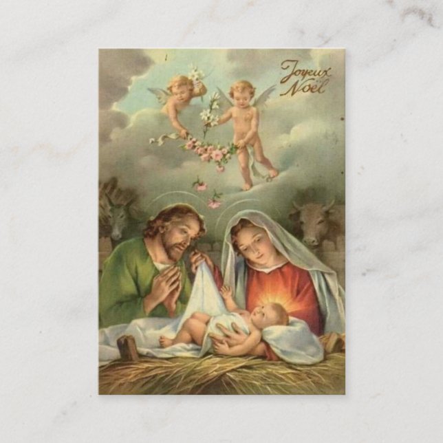 Carte De Visite Nativité religieuse Noël Jésus Marie Joseph (Devant)