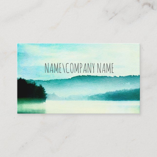 Carte De Visite nature art tranquillité bleu et turquoise foggy la (Devant)
