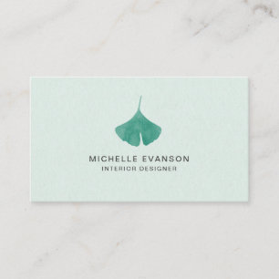 Carte De Visite Nature Ginkgo Leaf Mint Vert Simple